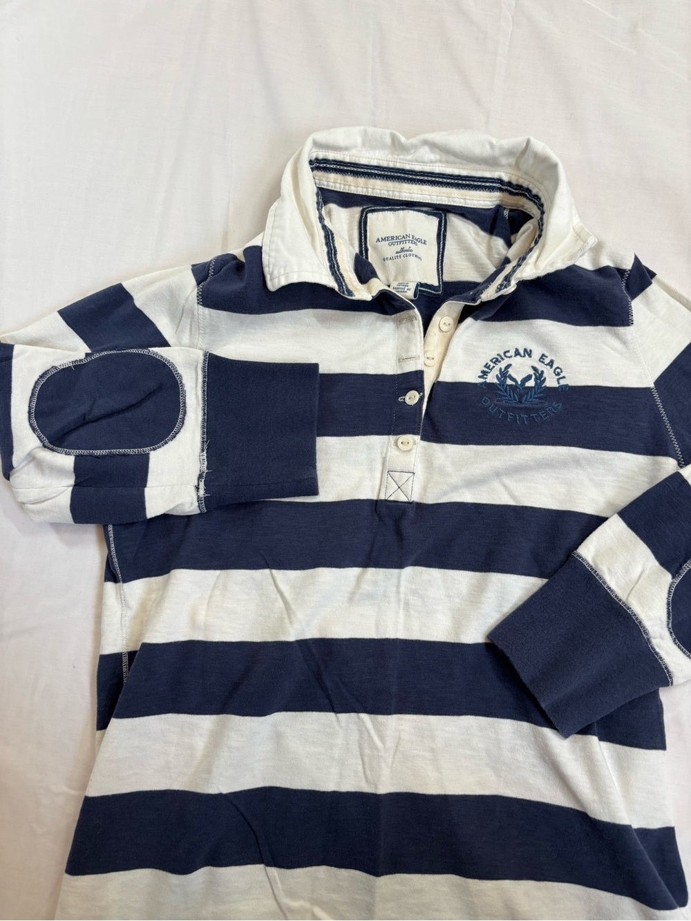 American Eagle Women's Rugby Long Sleeve Polo Size XL Y2KPreppy Academia Retro